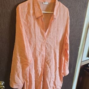 J. Jill Coral-Peach Linen Button-Front Shirt